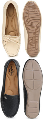 NONU-G Loafers For Women(Beige, Black, Black , 5)