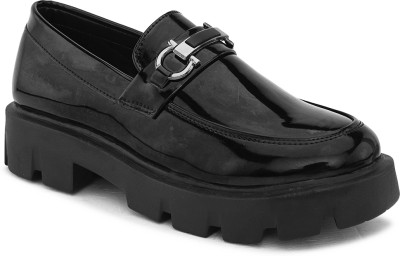 ARIWA Men Black Formal Patent Slip On Loafers Shoes With Buckel Detail Loafers For Men Loafers For Men(Black , 10)