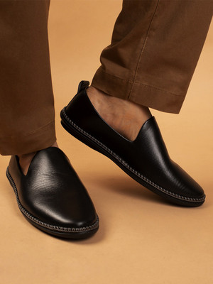 BIG FOX Basic Casual Slip Ons Loafers For Men(Black , 9)