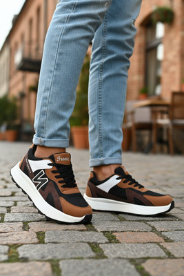 TRONIC Men's Trendy Latest Stylish Running & Walking Lace Up Sports Shoes Party Wear For Men(Tan , 7)