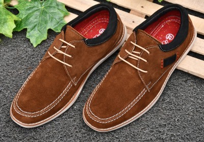 G L Trend Genuine Real Suede Leather Casual Derby Outdoor Lace-up Shoe Casuals For Men(Brown , 7)