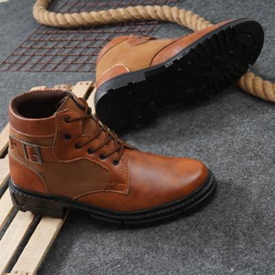 KILLER Men's Casual Outdoor High Top Lace Up Boots, Comfortable Hiking and Trekking Boots For Men(Tan , 10)