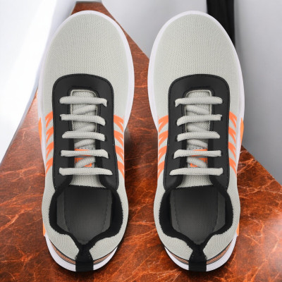 Skystring Men’s Sports Shoes – Stylish & Lightweight for Active Wear Walking Shoes For Men(Grey, Orange , 9)