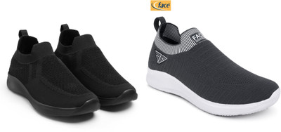 Face Sneakers For Men(Grey, Black , 10)