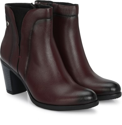 Delize Chelsea Ankle Boots For Women(Burgundy , 3)