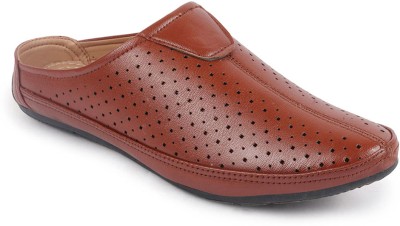 FAUSTO Ethnic|Wedding|Party|Fashion|Outdoor|Back Open Juttis and Slip On For Men(Tan , 8)