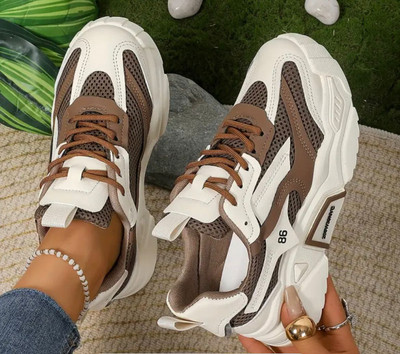 Deals4you Ultra Soft Cushion Lace-Up All-Day Comfort Shoes| Sneakers For Women Sneakers For Women(Beige, White , 6)