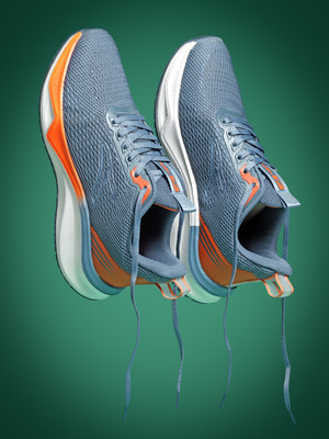 action NITRO 724 Lightweight Comfortable Extra Bouce Cushioned Running Shoes For Men(Grey, Orange , 9)