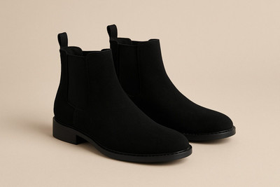 modescuo Modescuo Men’s Black Nubuck Chelsea Boots | Stylish Suede Formal Shoes Boots For Men(Black , 6)