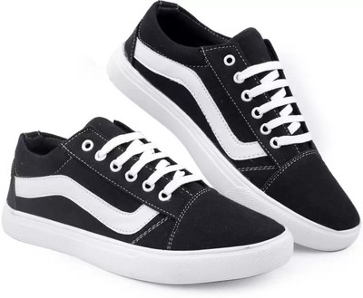 BOKZZON Sneakers For Men(Black, White , 6)