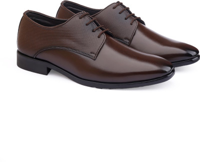 YUVRATO BAXI Men's Faux Leather Material Brown Casual Formal Laceup Shoes Lace Up For Men(Brown , 10)