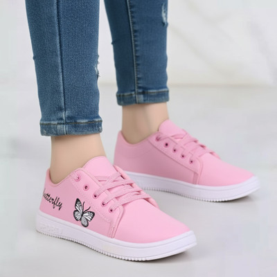 BOKZZON women shoes fancy stylish sneakers shoes for women cute casual vibe Sneakers For Women(Pink, White , 6)