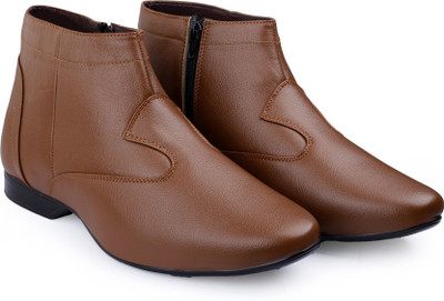 YUVRATO BAXI Men's 3.5 Inch Hidden Height Increasing Tan Casual Slip On Ankle Boot Slip On For Men(Tan , 8)