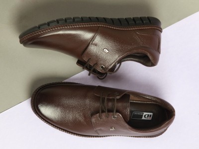 iD Lace-Up Leather Formal Shoes Casuals For Men(Brown , 10)