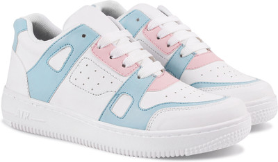 Froh Feet Women's Casual Sneakers Lace-up Shoes Comfortable Lightweight Cushion Insole Sneakers For Women(Blue, White , 8)