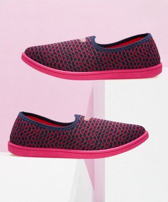 asian Daisy-01 Navy Canvas, Walking, Bellies, Slip On Sneakers For Women(Navy, Blue , 5)