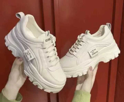 JAZZ GIRL Gorgeous White Korean Sneakers For Women(White , 4)