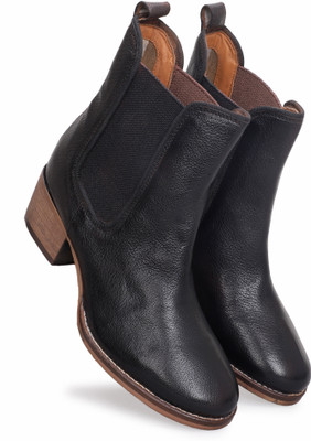 PILLAA Versatile Stylish Slip-On Ankle Boots For Women(Black , 8)