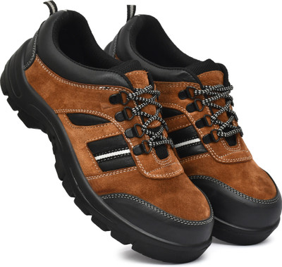 PILLAA Genuine Leather| Casual Shoes | Suede Leather| Comfortable |Steel Toe| Lace up| Outdoors For Men(Tan , 8)