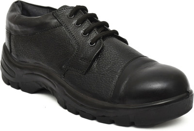 PILLAA Liberty Police Formal Lace-Up PU Leather Shoes Anti-Skid TPR Steel Shank Lace Up For Men(Black , 5)