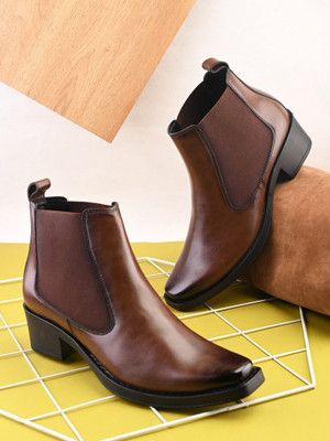 PROVOGUE Men's Height Increasing Chelsea Boots Boots For Men(Brown , 7)