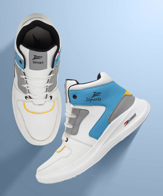 Zixer Men High Top Fashion Sneakers/sports/Ankle casual Shoes For Men Latest Style High Tops For Men(Blue , 9)