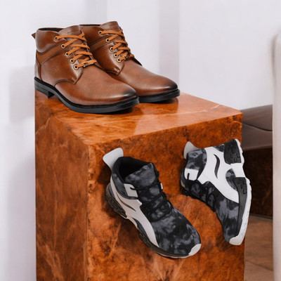 KRITON Trendy & Durable Men’s Boots – Perfect for Everyday Wear Boots For Men(Brown, Multicolor , 7)