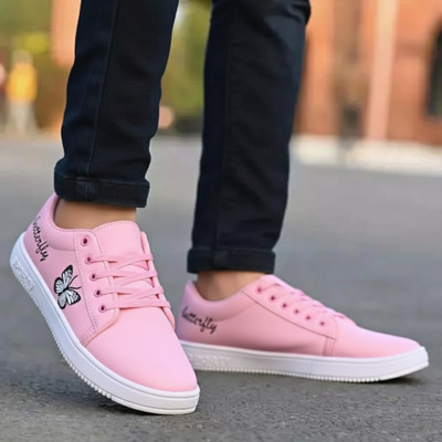 BOKZZON girls shoes sneakers pink trendy girls pink shoes footwear for women cute Sneakers For Women(Pink, White , 6)