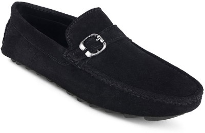 LOUIS STITCH Mens Black Stylish Suede Leather Casual Loafers (ITSUBJB) UK 11 Loafers For Men(Black , 11)