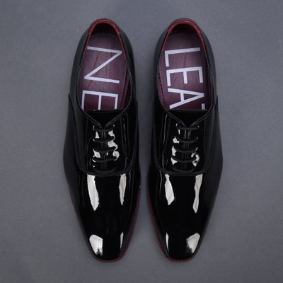 LEATHER NEED Men's Shine Flex Carbon Classic Formal Lace-Up Derby Shoes | Office & Events Derby For Men(Black , 10)