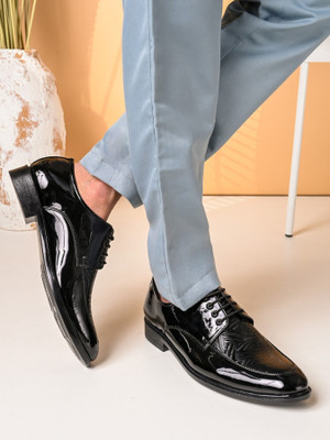 INVICTUS INVICTUS Men Textured Formal Derbys For Men(Black , 8)