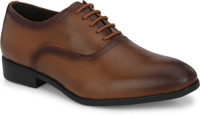 House of Pataudi Genuine Leather Lace-Ups Lace Up For Men(Tan , 8)