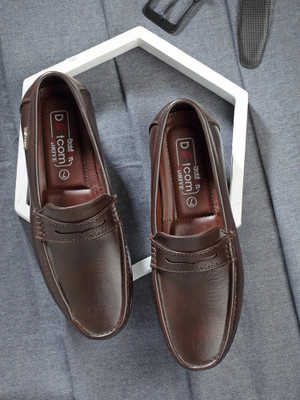 action DRIVE-43 Light Weight,Comfortable,Trendy, Synthetic,Leather Loafers For Men(Brown , 10)