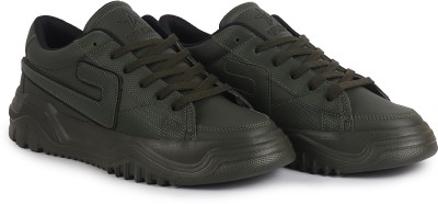 FAUSTO Low Top Chunky Lace-Up Sneaker Shoes|Low Ankle Casual Shoes|All Day Comfortable Sneakers For Men(Olive , 10)