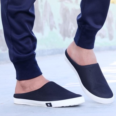 FAUSTO Evening Outdoor Fashion Outfit Stylish and Comfort Back Open Shoes Mojaris For Men(Navy , 44)