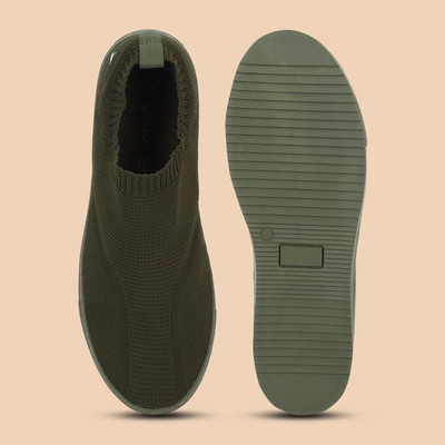 yoho FreeStep Slip on Casual Shoes for Mens|Stretchable and Comfortable|Daily Wear Slip On Sneakers For Men(Olive , 8)