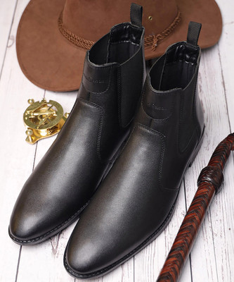 LOUIS STITCH Handmade Obsidian Black Chelsea Boots for Riding Biking for Men - RGCL - UK 6 Boots For Men(Black , 6)