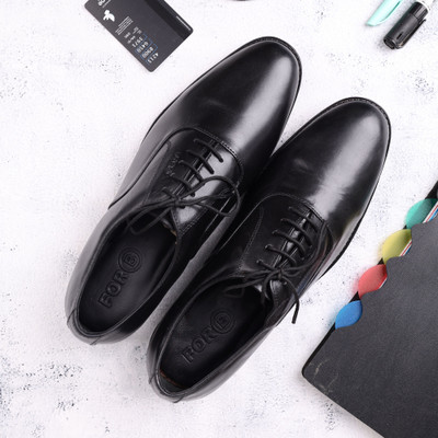 FOR-B FOR-B Men's Black Genuine Leather – Round Toe Formal Oxfords: Lightweight Design Party Wear For Men(Black , 11)