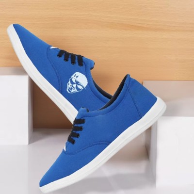 KANEGGYE Canvas Shoes For Men(Blue, White , 9)