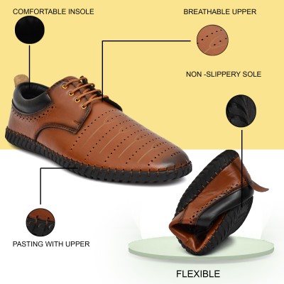 Restroad New Stylish Driving Formal And Flexible Casual Shoe For Men's Driving Shoes For Men(Tan , 10)