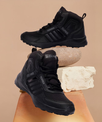 CLYMB Track01 Hiking/Outdoor/Riding High Tops For Men(Black , 8)