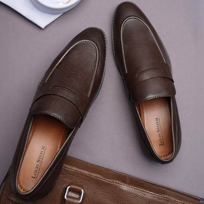 LOUIS STITCH Mens Brown Formal Slipon Mocassin Shoes for Men (RGMC) - UK 11 Mocassin For Men(Brown)