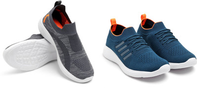 Face Stylish Sports Shoes for Men – Ideal for Running, Gym & Training Sneakers For Men(Blue, Orange, Grey , 10)