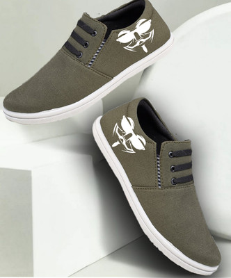KANEGGYE Canvas Shoes For Men(Green , 6)