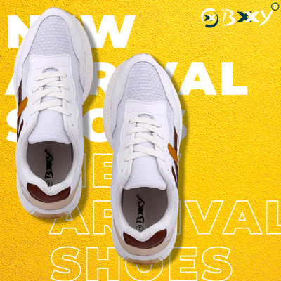 YUVRATO BAXI Men's Mesh Material New Stylish White Casual Sneaker Running Lace Up Shoes Sneakers For Men(White , 10)