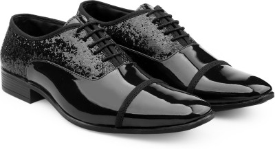 BXXY Men's Black Party Wear Formal and Semi Formal Shoes For All Seasons Lace Up For Men(Black)