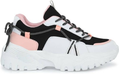 Shozie Stylish Sneakers Shoes for Women And Girls Sneakers For Women(Black, White, Pink , 3)