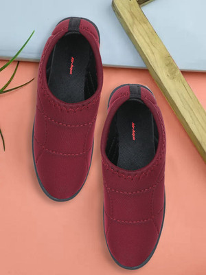 airaqua Printed Winter Bellies for Women | Comfortable Slip-On Canvas Ballerina Shoes Bellies For Women(Red , 6)