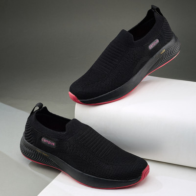 CAMPUS ANNIE Women's Casual Shoes | Sock-Like Fit | Integrated FoamLite Tech | Slip On Walking Shoes For Women(Black , 7)