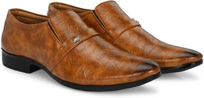 RED LIONS Men's Stylish Party wear & Office Wear Semi Formal shoes Slip On For Men(Tan , 6)